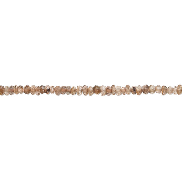 Bead, andalusite (natural), light, 2x1mm-3x1mm hand-cut faceted rondelle with 0.4-1.4mm hole, B- grade, Mohs hardness 7 to 7-1/2. Sold per 13-inch strand, approximately 260 beads. image number 0