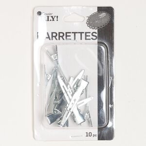 Hair clip, silver-finished steel, 1-3/4 inches. Sold per pkg of 10.