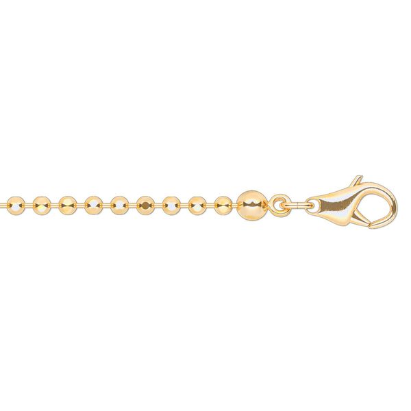 Chain, gold-finished brass, 1.5mm faceted ball, 18 inches with 1-inch extender chain and lobster claw clasp. Sold per pkg of 4. image number 0