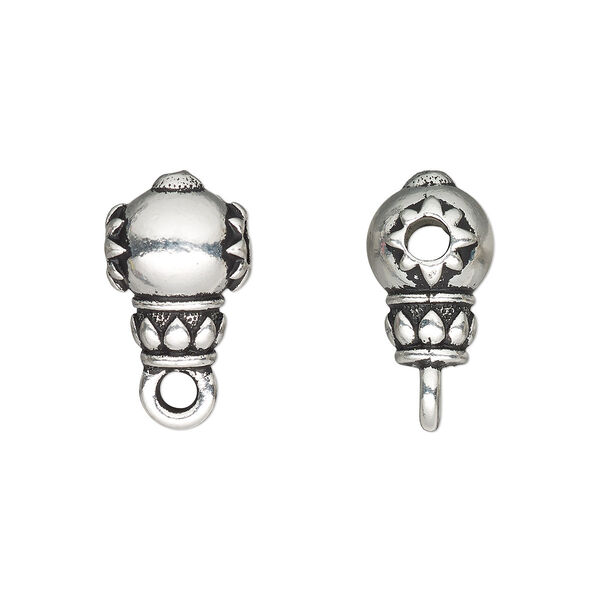 Bead, TierraCast®, "Soulful Spirit" collection, antique silver-plated pewter (tin-based alloy), 12x9mm lotus guru with closed loop. Sold per pkg of 20. image number 0