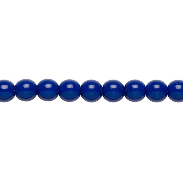 Bead, Czech glass druk, opaque dark blue, 6mm round. Sold per 15-1/2" to 16" strand. image number 0