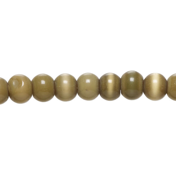 Bead, cat's eye glass (fiber optic glass), dark khaki, 6x5mm-7x6mm irregular and rondelle and round. Sold per 14-inch strand, approximately 65 beads. image number 0