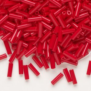 Bead, Preciosa Ornela Czech glass, bugle bead, pkg/50g, #3, opaque red, (93190).