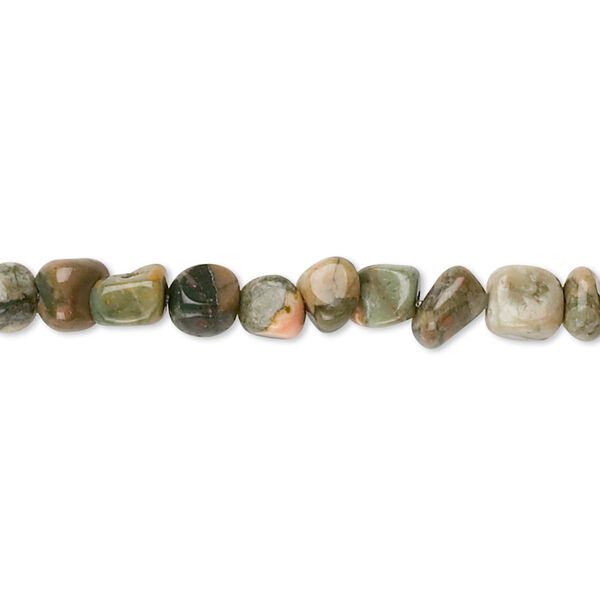 Bead, rhyolite (natural), small pebble, Mohs hardness 6-1/2 to 7. Sold per 15-1/2" to 16" strand. image number 0
