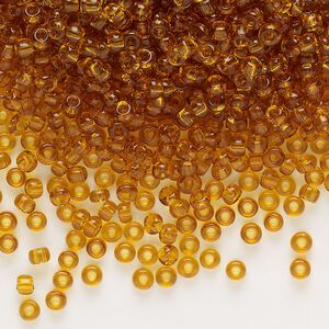 Seed bead, glass, pkg/50g, #8 rocaille, transparent topaz.