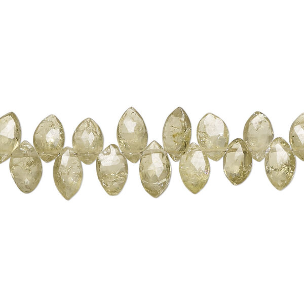Bead, vesuvianite (natural), 6x4mm-8x5mm hand-cut top-drilled faceted marquise with 0.4-1mm hole, B- grade, Mohs hardness 6-1/2. Sold per 8-inch strand, approximately 70 beads. image number 0