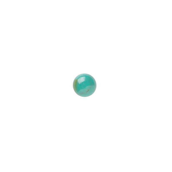 Cabochon, turquoise (dyed / stabilized), blue, 5mm calibrated round, C grade, Mohs hardness 5 to 6. Sold per pkg of 8. image number 0