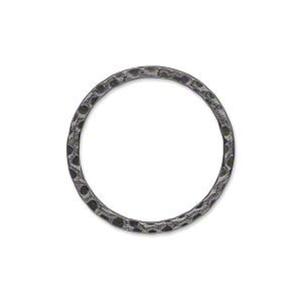 Component, gunmetal-plated steel, 25mm double-sided hammered open flat round. Sold per pkg of 10. image number 0