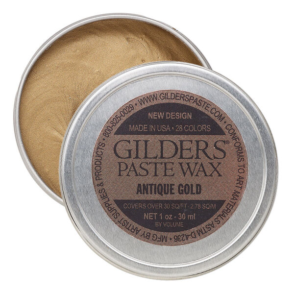 Wax paste, Gilders Paste®, pkg/1-ounce tin, antique gold. image number 0