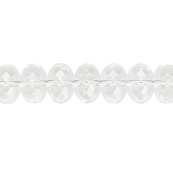 Bead, Czech fire-polished glass, clear, 11x7mm faceted rondelle. Sold per 15-1/2" to 16" strand. image number 0