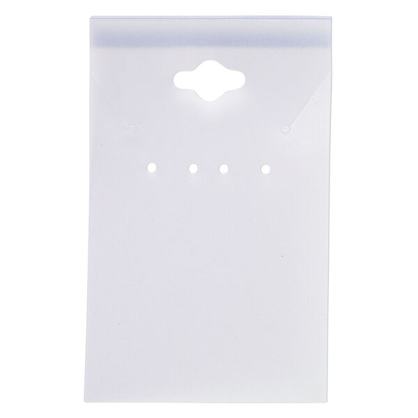 Earring / necklace card, plastic, frosted light blue, 3-1/2 x 2-inch rectangle. Sold per pkg of 100. image number 0