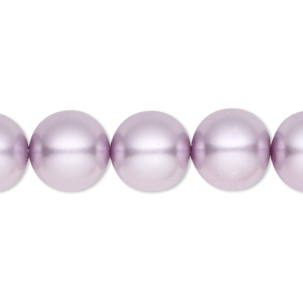 Bead, crystal pearl, lilac, 12mm round. Sold per 15-1/2" to 16" strand, approximately 30 beads. image number 0