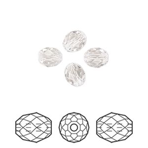 Bead 4pk crystal, Crystal Passions® 7x6mm olive briolette 5044