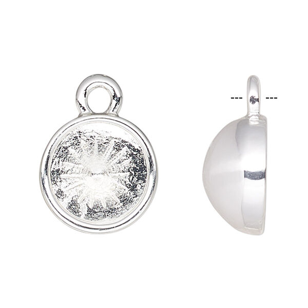 Drop, Almost Instant Jewelry®, silver-plated "pewter" (zinc-based alloy), 10mm round with SS38 chaton setting. Sold individually. image number 0