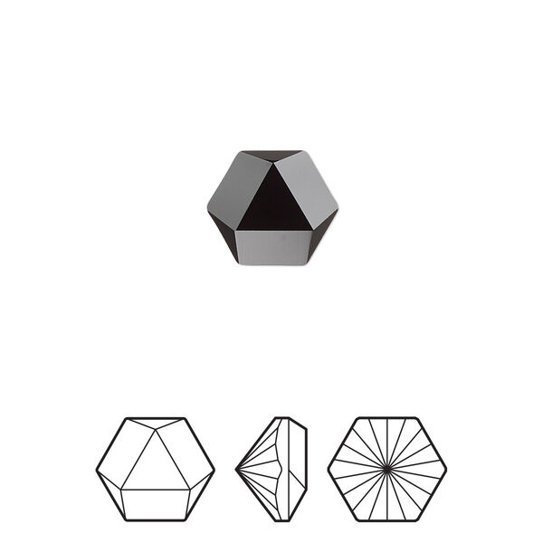 Fancy stone 2pk jet, Crystal Passions® 10.8x9.4mm prismatic hexagon 4699 image number 0