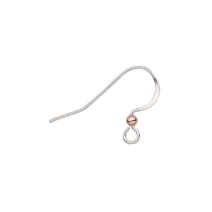 Ear wire fishhook 1pkg20 copper-plated, 16.5mm / 2.5mm ball / open loop, 21 gauge brass / stainless steel 10 pair
