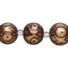 Bead, glass 1pkg8, gold and brown, 14mm hand-painted round. image number 0