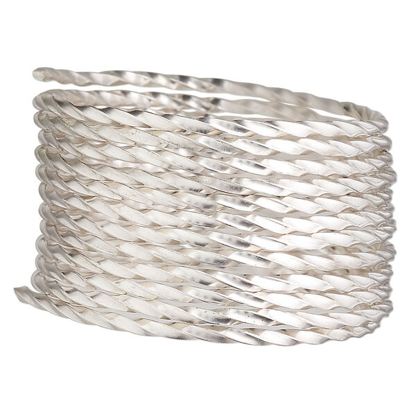 Wire, sterling silver, half-hard, twisted round, 13.5 gauge. Sold per pkg of 5 feet. image number 0