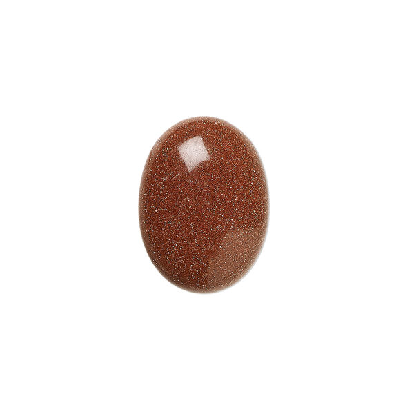 Cabochon, brown goldstone (glass) (man-made), 16x12mm calibrated oval. Sold per pkg of 4. image number 0