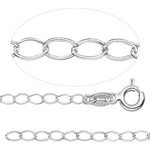 Chain 1pkg1 sterling silver cable, 2.75mm oval / springring clasp, 18 inch
