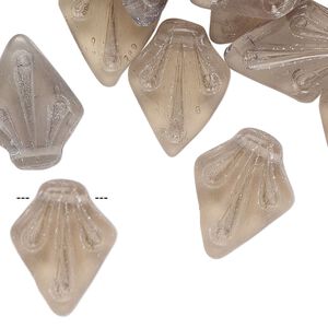 Bead, glass, transparent smoke, 19x15mm kite. Sold per pkg of 50.