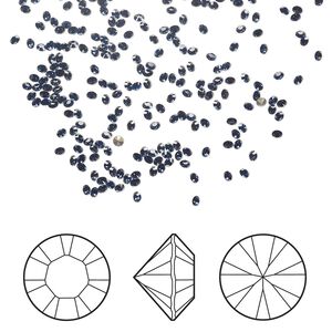 Chaton 12pk dark sapphire foil back, Crystal Passions® Regenerated 1.35-1.4mm round PP7 1028