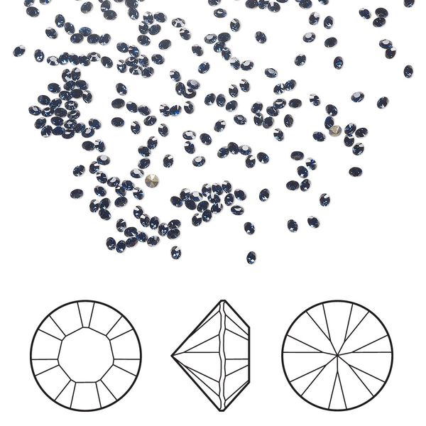 Chaton 12pk dark sapphire foil back, Crystal Passions® Regenerated 1.35-1.4mm round PP7 1028 image number 0