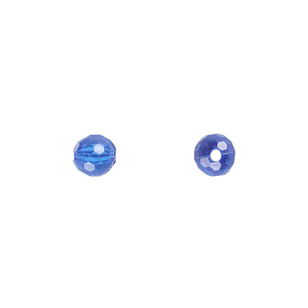 Bead, acrylic, blue, 6mm faceted round. Sold per 100-gram pkg, approximately 740-790 beads. image number 0