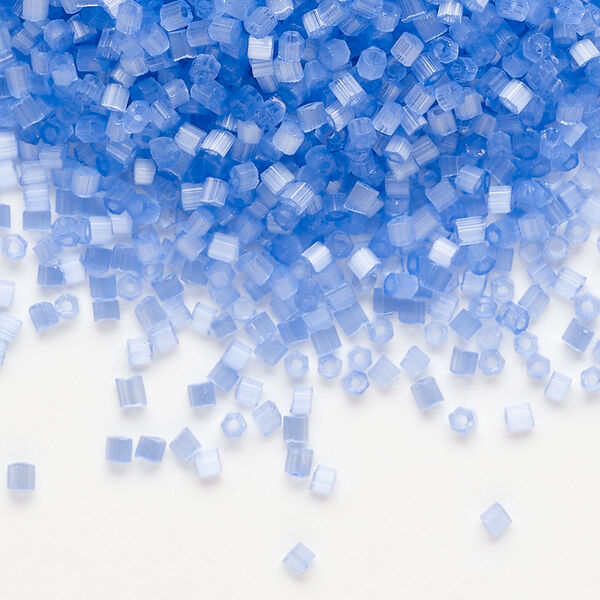 Seed bead, Preciosa Ornela Czech glass, pkg/500g, #11 2-cut hex, translucent solgel dyed satin blue, (05131). image number 0