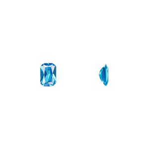 Gem, cubic zirconia, zircon blue, 6x4mm faceted emerald-cut, Mohs hardness 8-1/2. Sold per pkg of 2.