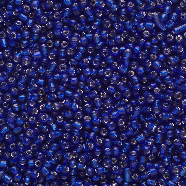 Seed bead, Ming Tree™, glass, pkg/1 pound, #11 round, transparent silver-lined cobalt blue. image number 0