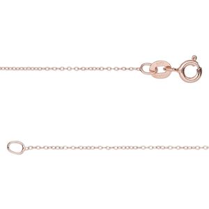 Chain 1pkg1 rose gold-plated sterling silver cable, 0.8mm / springring clasp, Gossamer™ 18 inch