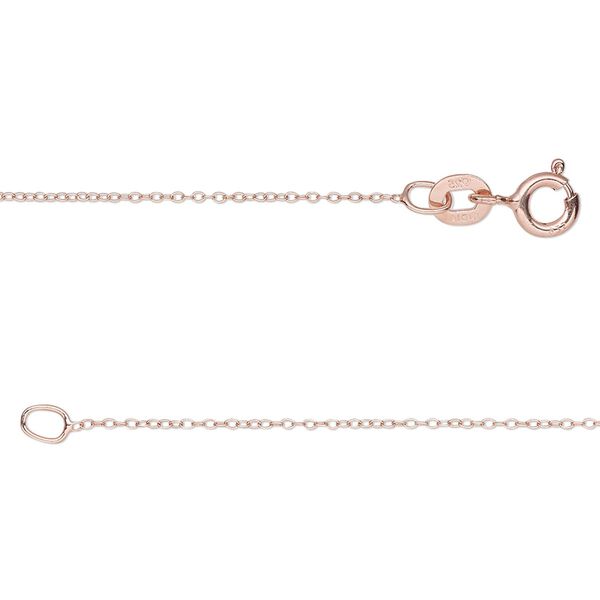 Chain, Gossamer™, rose gold-plated sterling silver, 0.8mm cable, 18 inches with springring clasp. Sold individually. image number 0