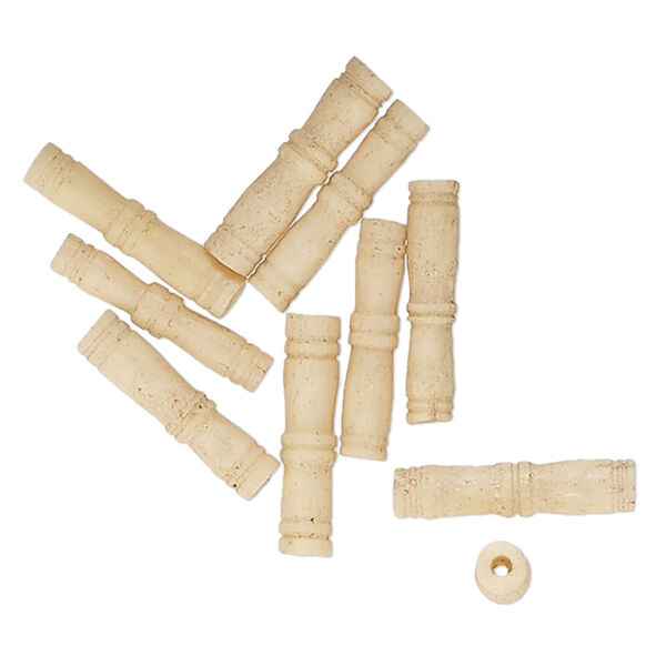 Bead, bone (dyed), tan, 19.5x4.5mm-18.5x3.5mm tube. Sold per pkg of 10. image number 0