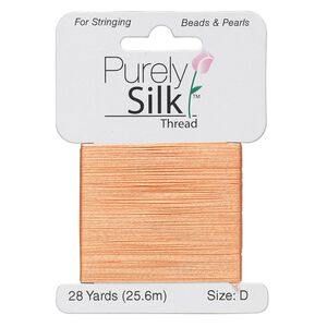Thread, Purely Silk™, tangerine, size D. Sold per 28-yard card.