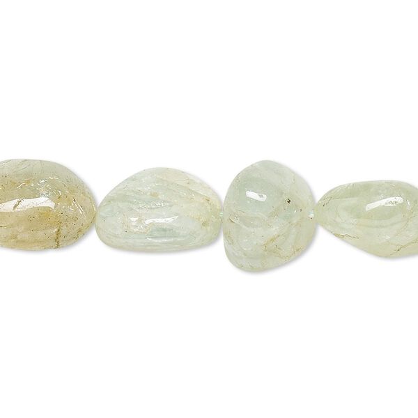 Bead, aquamarine (dyed / heated), blue, small tumbled nugget, Mohs hardness 7-1/2 to 8. Sold per 14-inch strand. image number 0