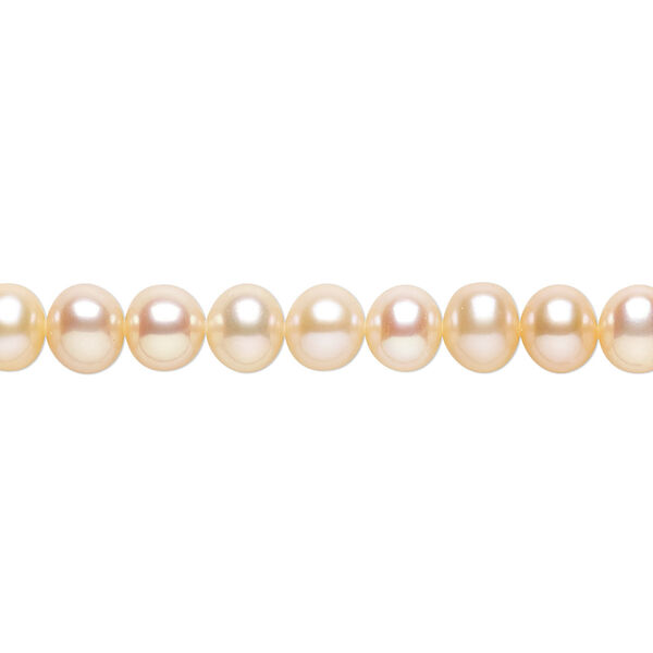 Pearl, cultured freshwater, peach, 5-7mm semi-round with 0.4mm hole, C grade, Mohs hardness 2-1/2 to 4. Sold per 14-inch strand. image number 0