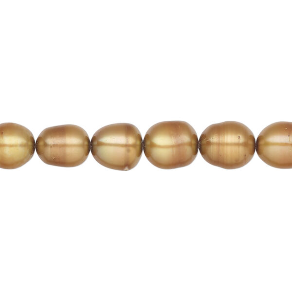 Freshwater pearl 1pkg1, rice, 15.5-16 inch golden copper 6-7mm cultured image number 0