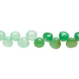 Chrysoprase 1pkg1, hand-cut top-drilled puffed teardrop bead natural 8 inch 6x5mm-7x7mm