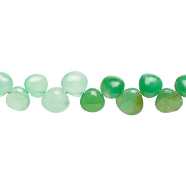 Chrysoprase 1pkg1, hand-cut top-drilled puffed teardrop bead natural 8 inch 6x5mm-7x7mm image number 0