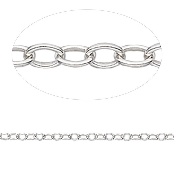 Chain, sterling silver, 1.5mm cable. Sold per pkg of 5 feet. image number 0