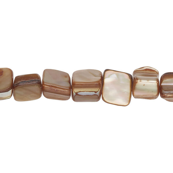Mother-of-pearl shell 1pkg1, triangle tube bead 14 inch light brown 6x5mm-12x9mm image number 0
