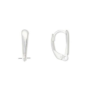 Ear wire leverback 1pkg2 sterling silver-filled, 15mm / 12x3.5mm plain shield / closed loop, 1 pair
