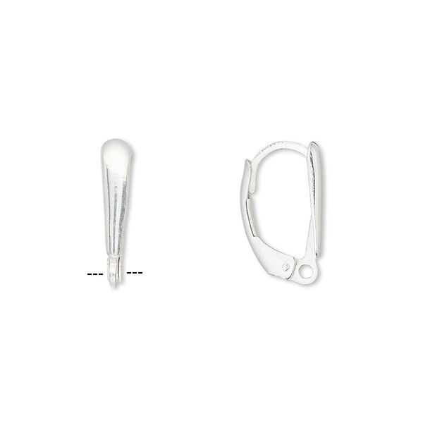 Ear wire leverback 1pkg2 sterling silver-filled, 15mm / 12x3.5mm plain shield / closed loop, 1 pair image number 0