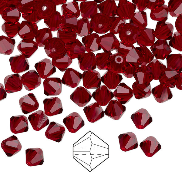 Bead 576pk Siam, Preciosa Czech crystal 5mm bicone image number 0