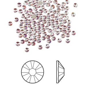 Flat back 144pk crystal AB foil back, Crystal Passions® 2.1-2.3mm rose round SS7 2058