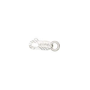 Clasp lobster claw 1pkg1 sterling silver, 12x4mm double-sided / 5mm closed jump ring, 1-strand
