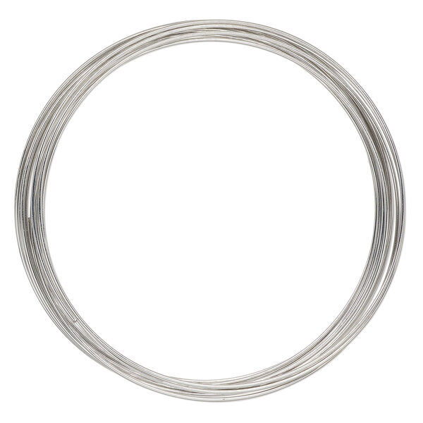 Memory wire, imitation rhodium-plated high carbon steel, 2-1/4 inch bracelet, 0.7mm thick. Sold per pkg of 12 loops. image number 0