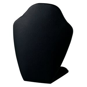 Display, necklace, leatherette, black, 4 x 3 x 1-1/2 inches, VELCRO®-style tab on back with adjustable angle. Sold individually.
