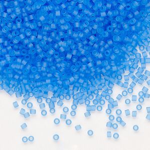 Seed bead, Delica®, glass, pkg/50g, #11 round, translucent matte sapphire (DB-1270).